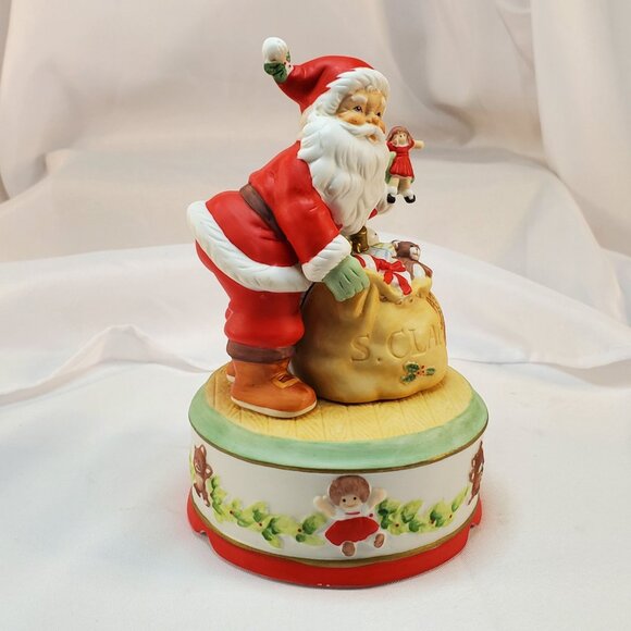 Vintage 1987 Enesco Santa Claus Music Box Figurine "I Believe In Santa" Works - Picture 3 of 12